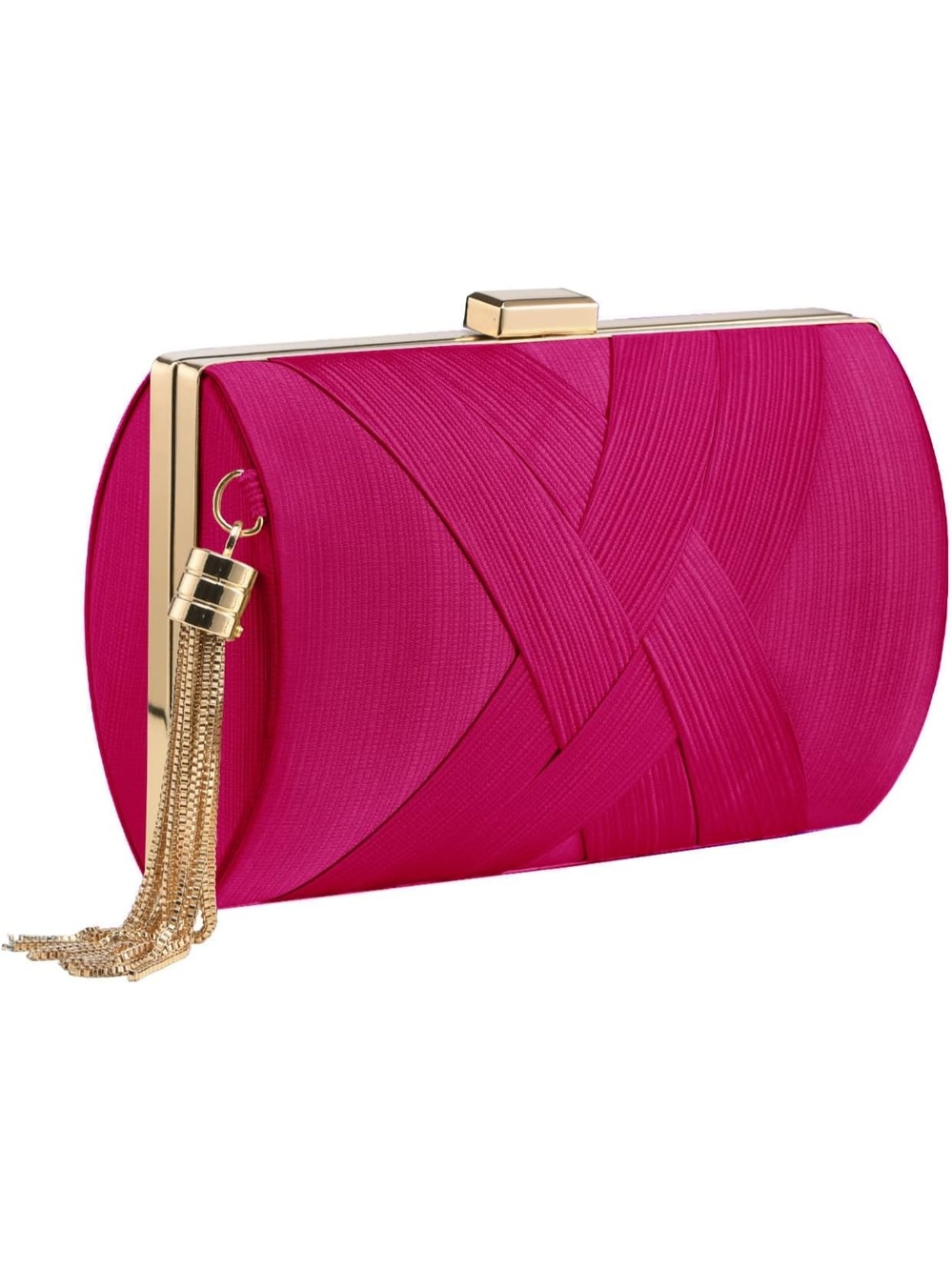〽️ Women's Pink Polyester Satin Clutch Purses Tassel Evening Crossbody Bag